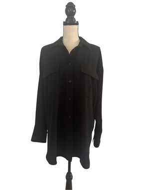 H&M Black Lightweight Button-Up Shirt Jacket